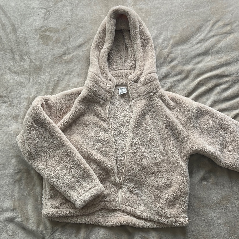 VS PINK Tan Sherpa Cropped Hoodie